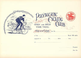Polytechnic Cycling Club Open 100 mile Time Trial Certificate