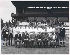 Team photograph in front of Chiswick Stadium